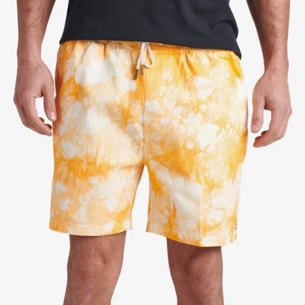 Junk Food Clothing Orange/yellow & White Tie-Dyed Festival Shorts Color Zinnia